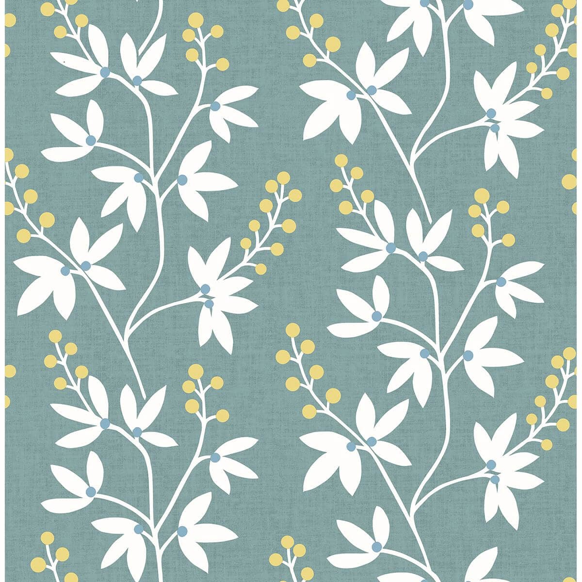 Linnea Elsa Teal Botanical Trail Wallpaper