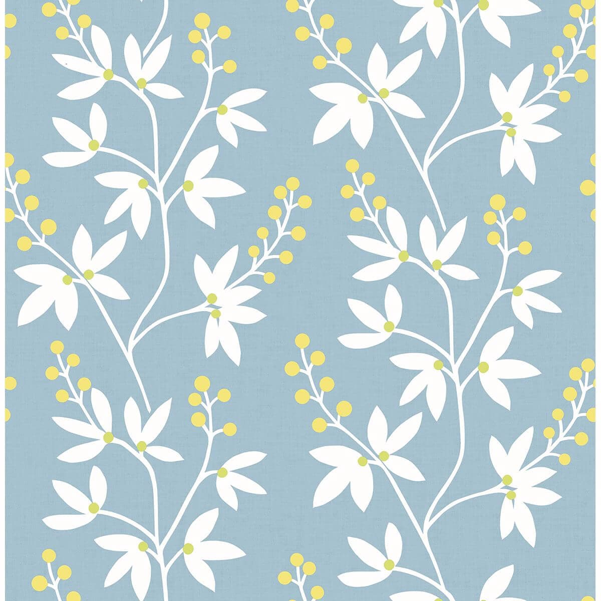 Linnea Elsa Light Blue Botanical Trail Wallpaper