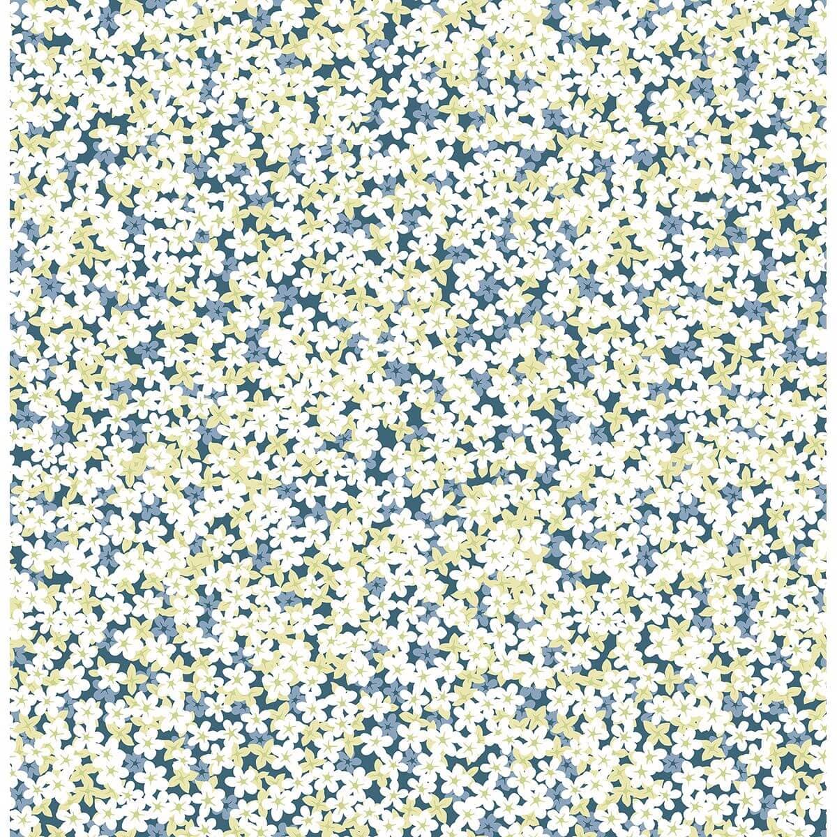 Giverny Blue Miniature Floral Wallpaper