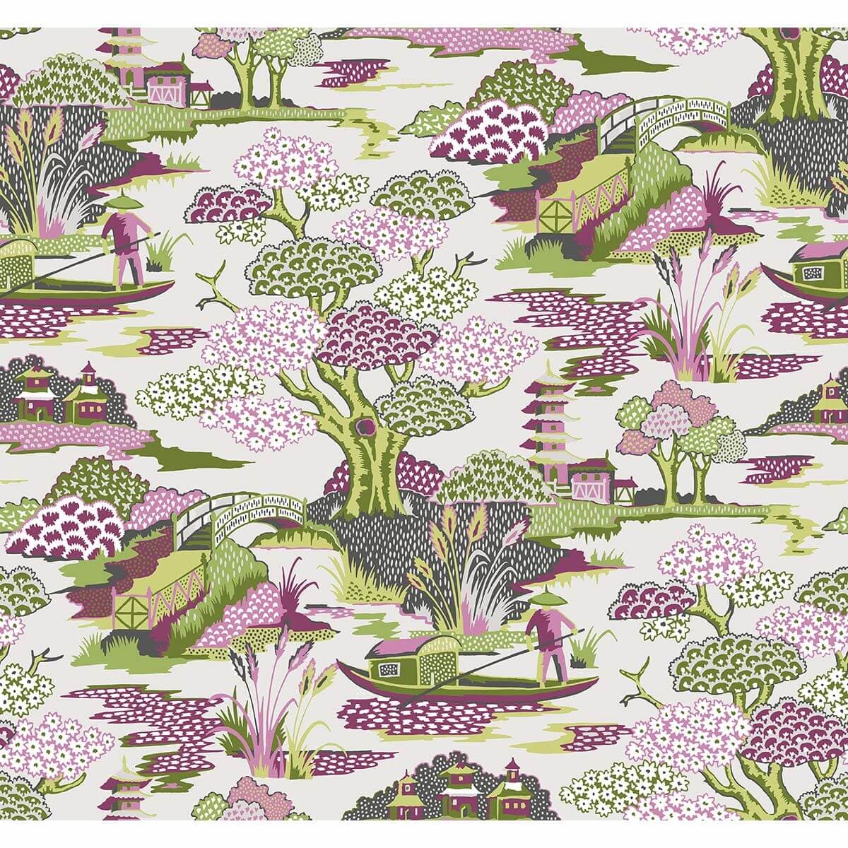 Joy De Vie Magenta Toile Wallpaper