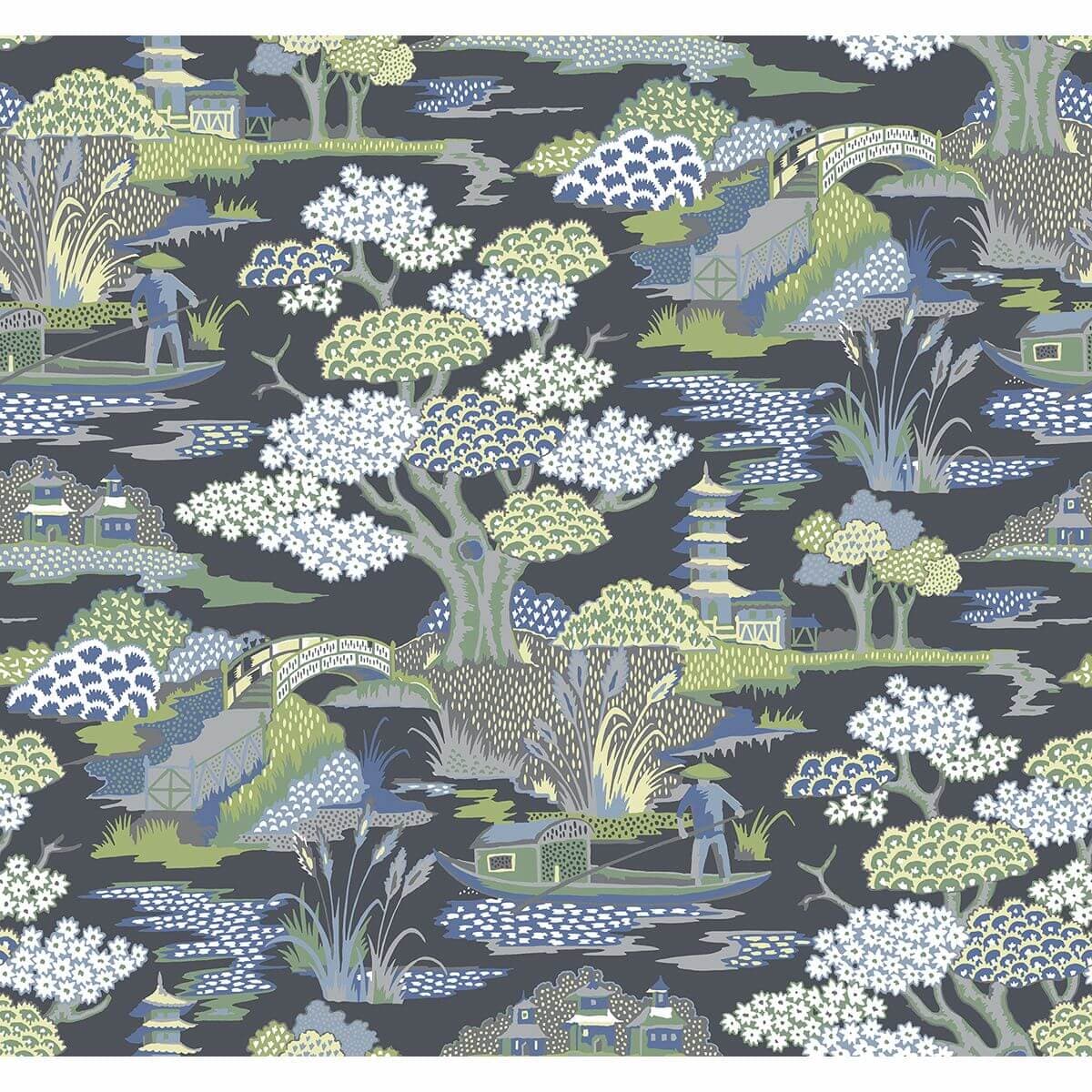 Joy De Vie Indigo Toile Wallpaper