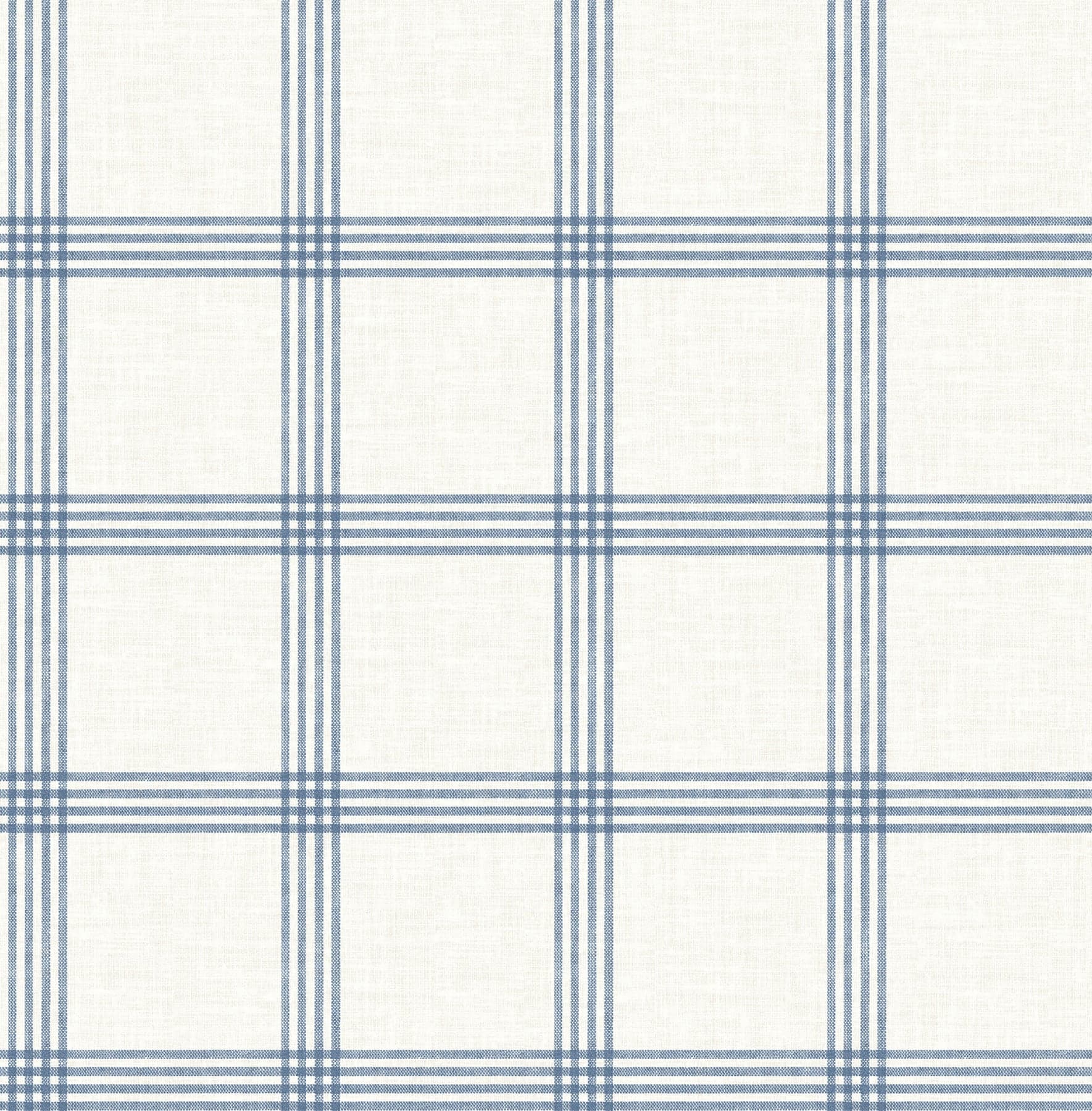 Chesapeake Twain Plaid Denim and Eggshell Wallpaper