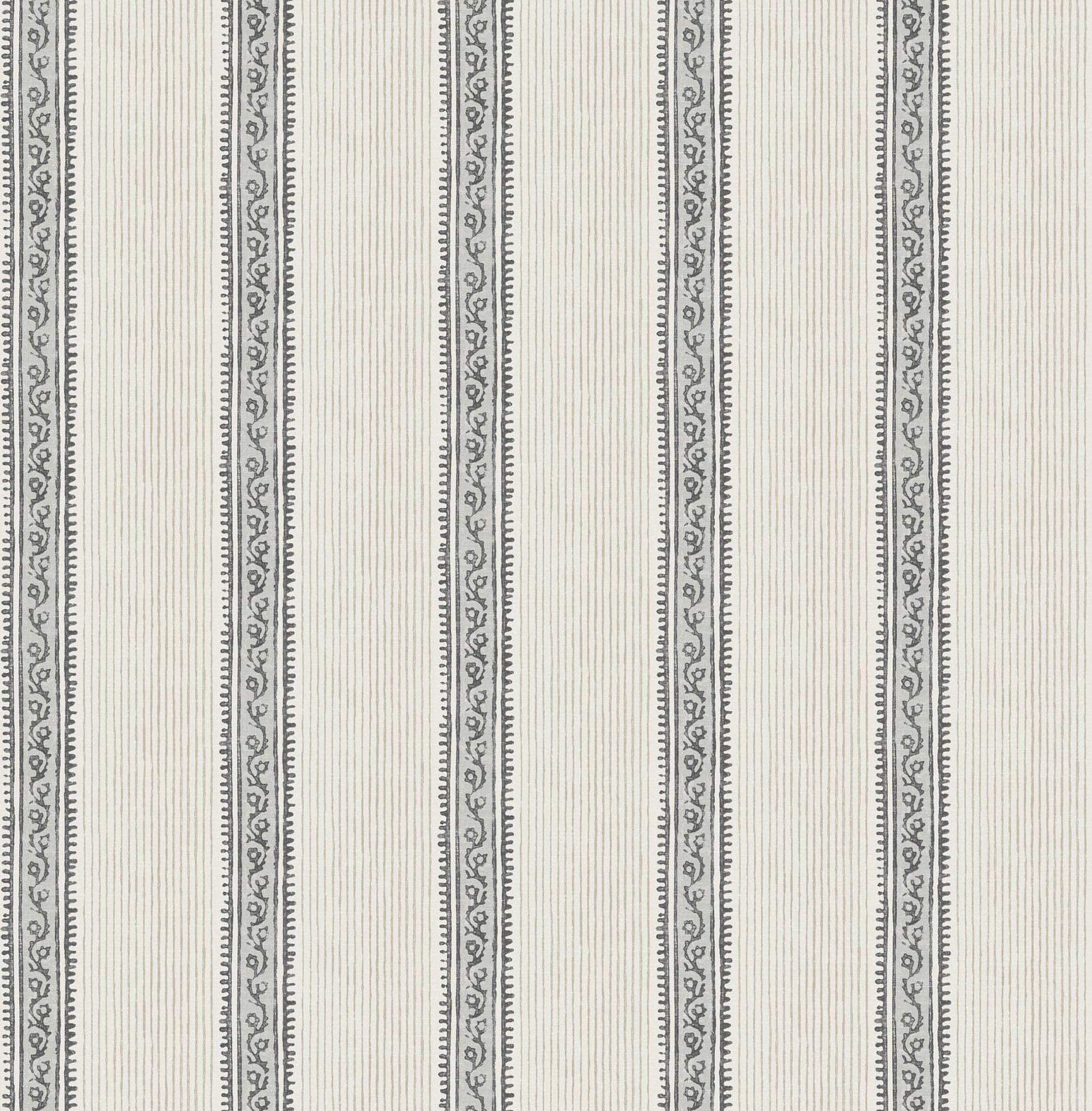 Chesapeake Mandevilla Vine Stripe Black and Taupe Wallpaper