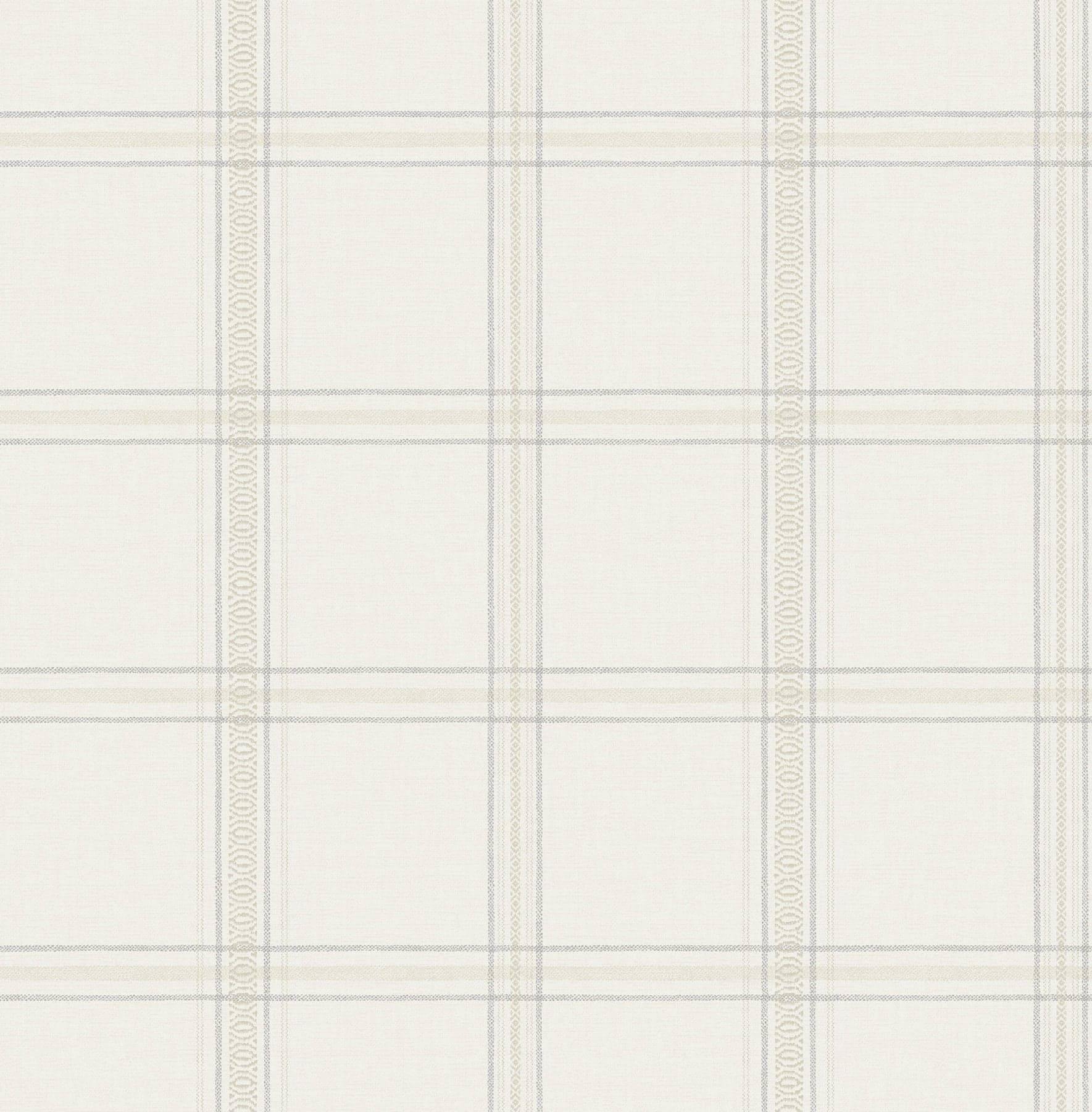Chesapeake Auberge Plaid White and Cream Wallpaper