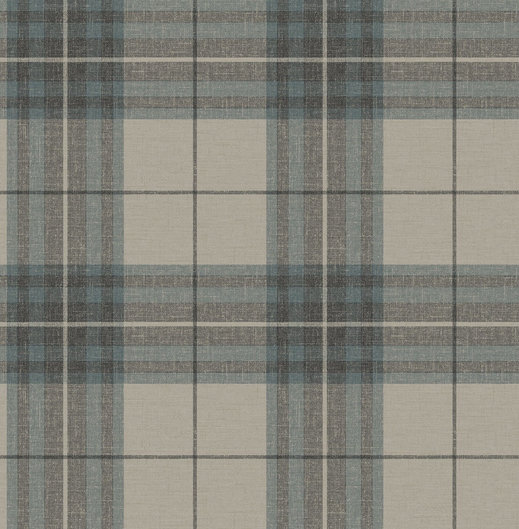 Chesapeake Cabin Check Plaid Teal Wallpaper