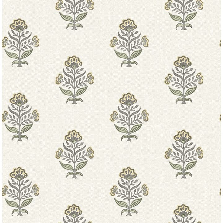 Hollyhock Honey Floral Crest Wallpaper