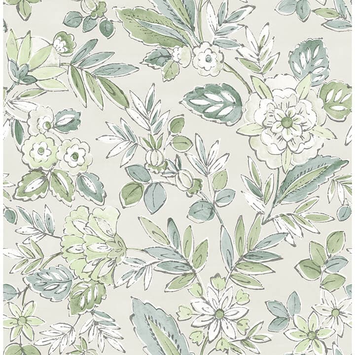 Begonia Sea Green Floral Trail Wallpaper