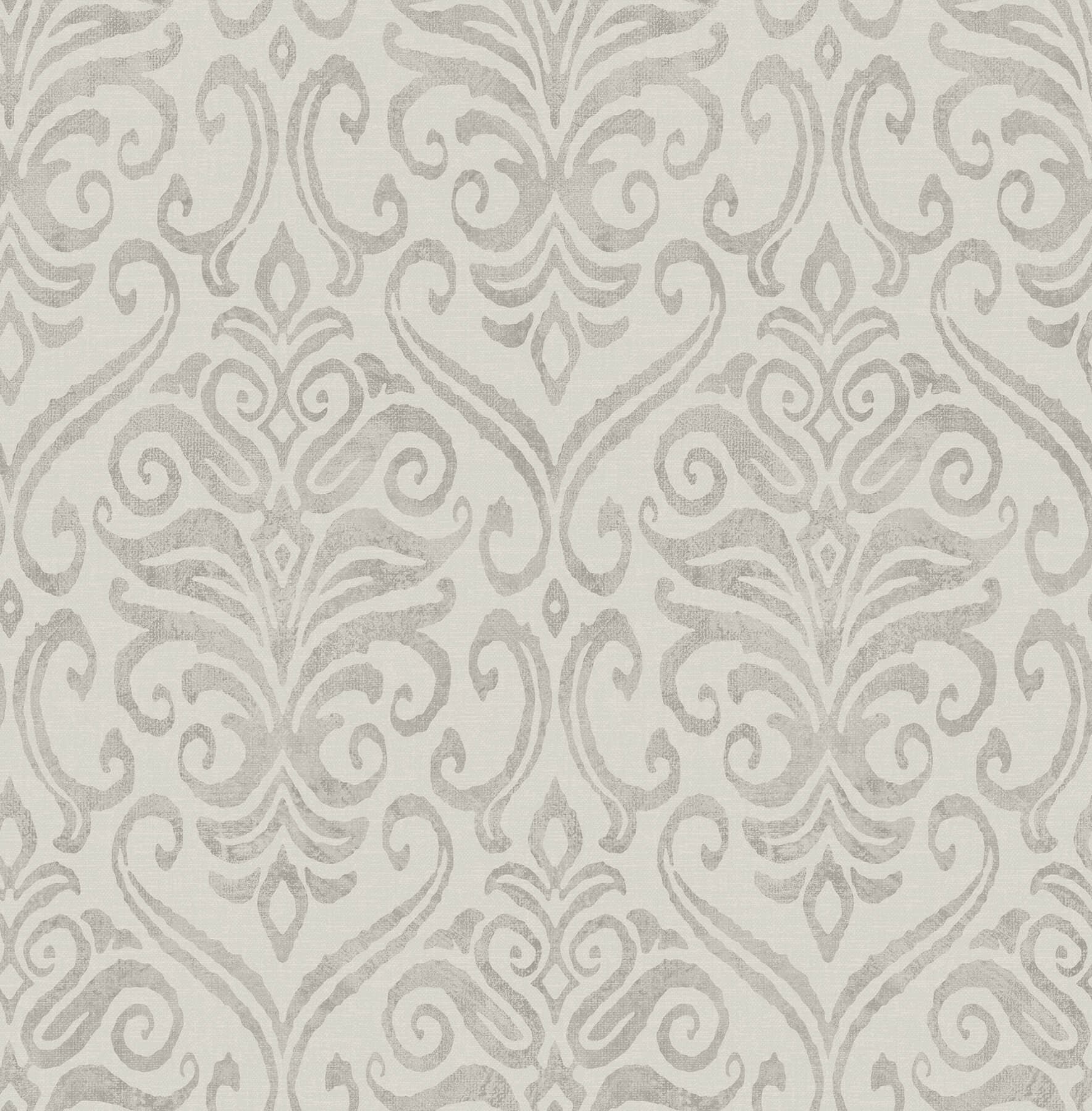 Adavu Grey Damask Wallpaper
