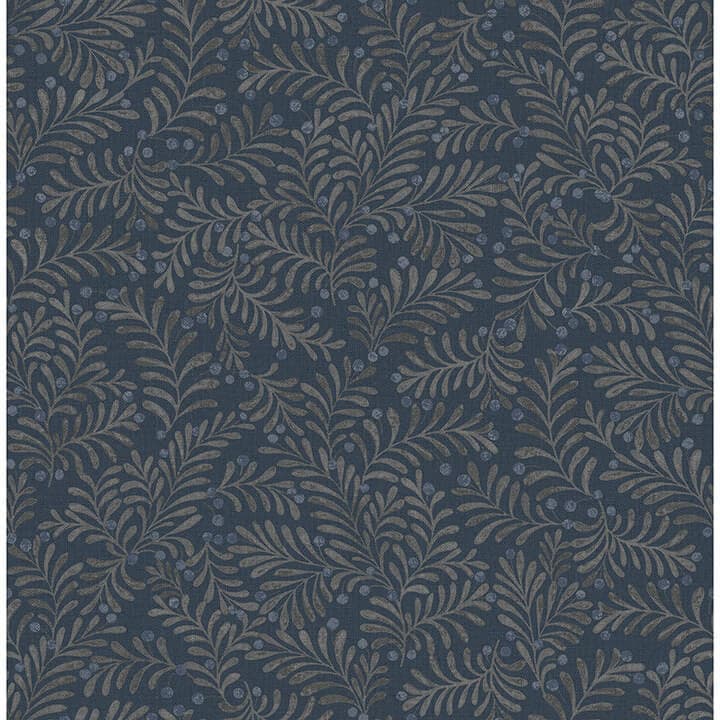 Chrysantha Navy Berry Branches Wallpaper