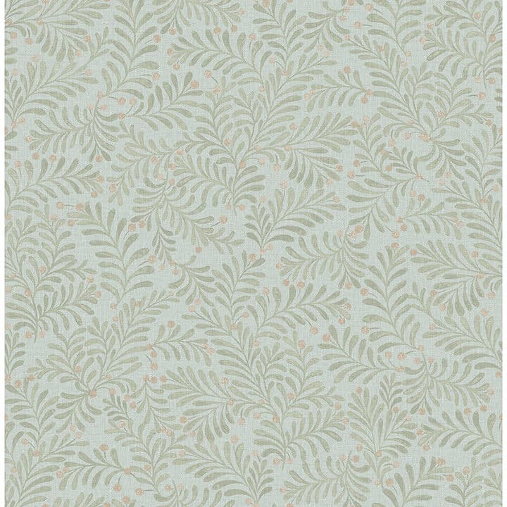 Chrysantha Aqua Berry Branches Wallpaper