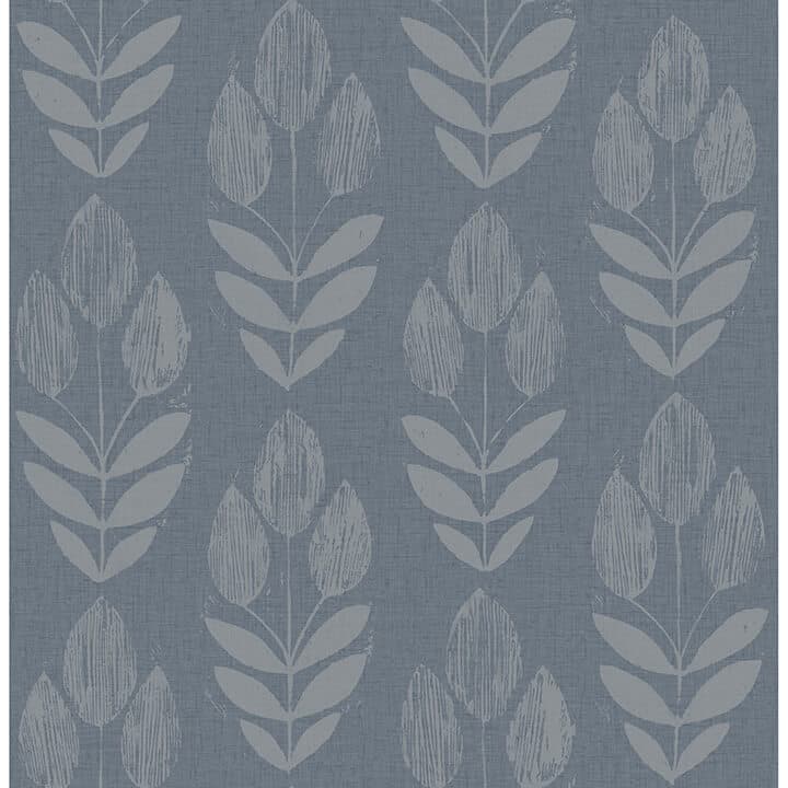 Garland Denim Block Tulip Wallpaper