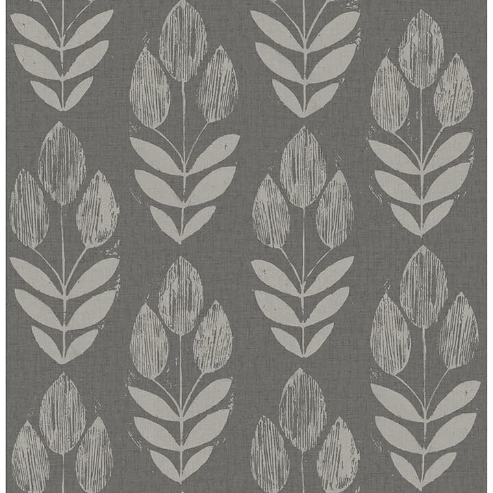 Garland Charcoal Block Tulip Wallpaper