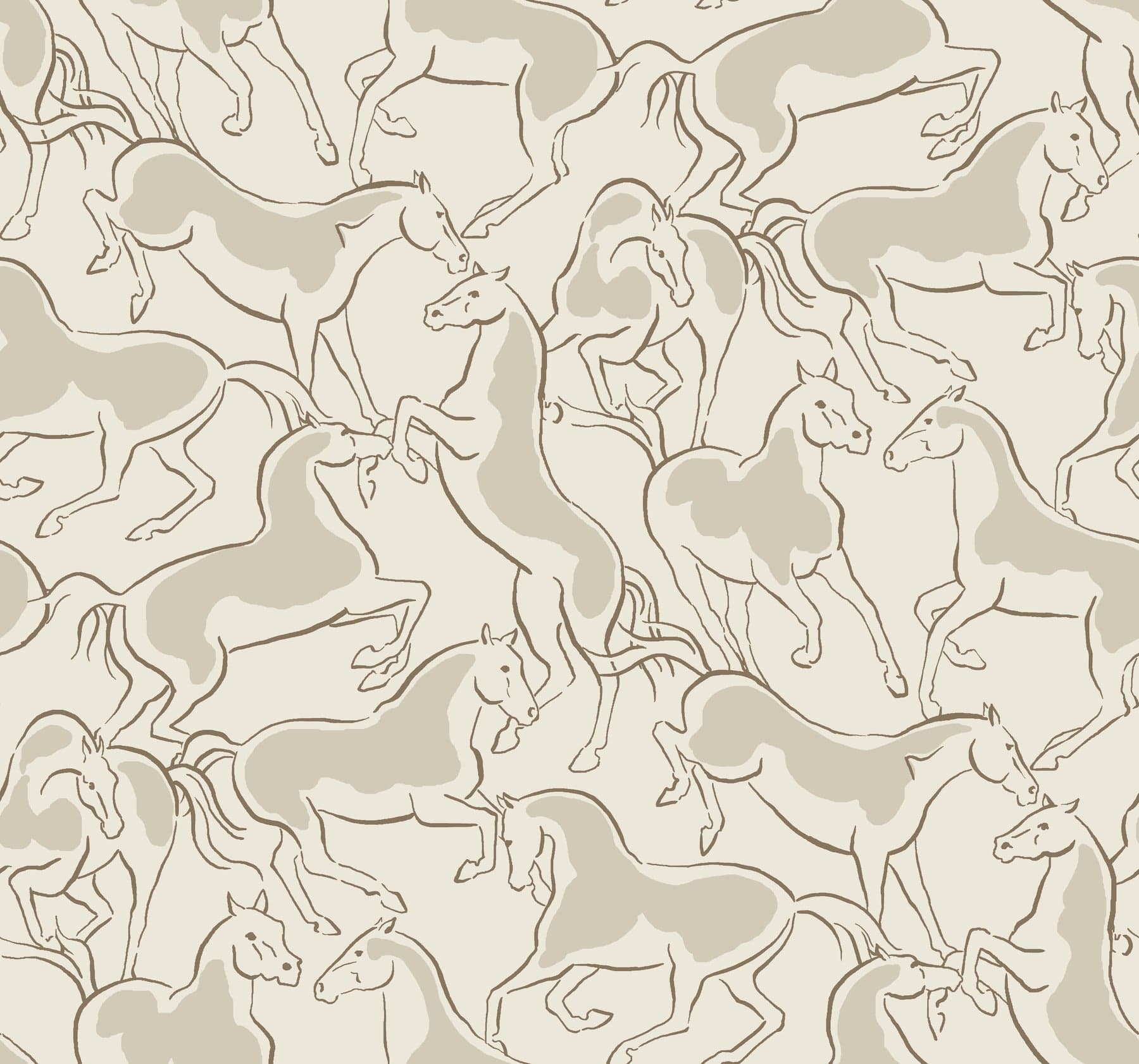 Ronald Redding Dressage Stallions Beige Wallpaper