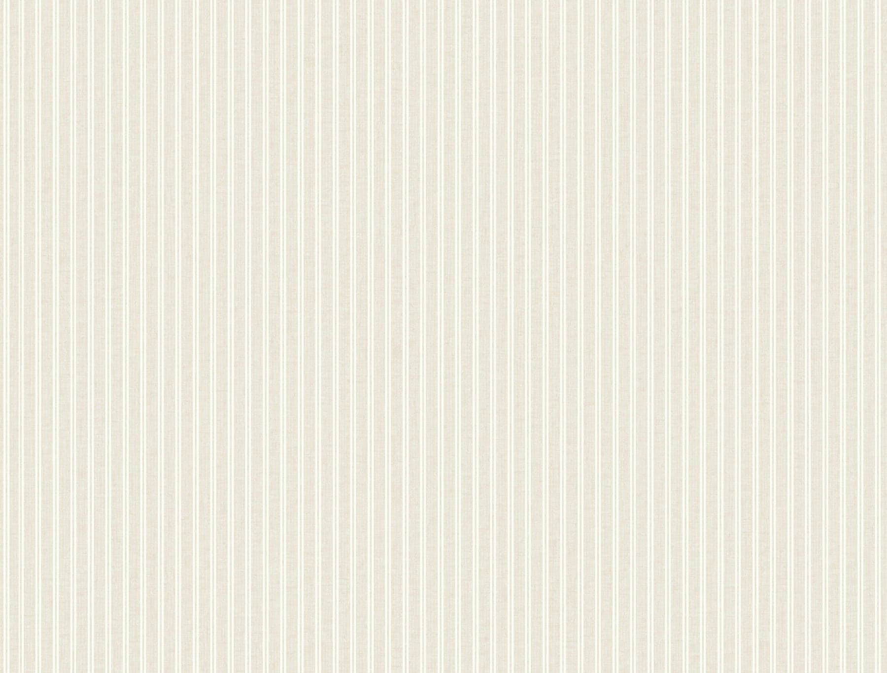 Ronald Redding Ticking Stripe Faux Linen Beige Wallpaper