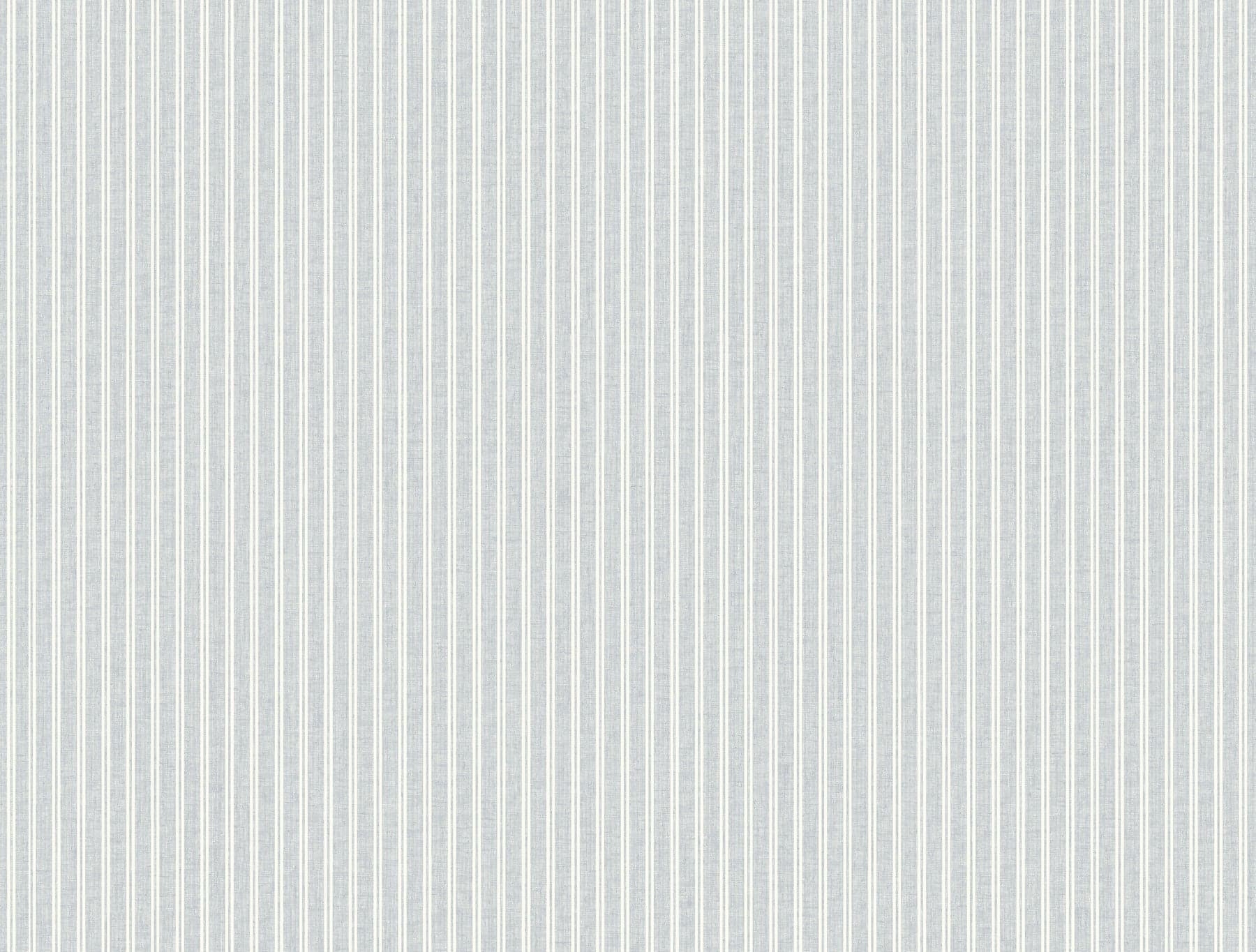 Ronald Redding Ticking Stripe Faux Linen Blue Wallpaper
