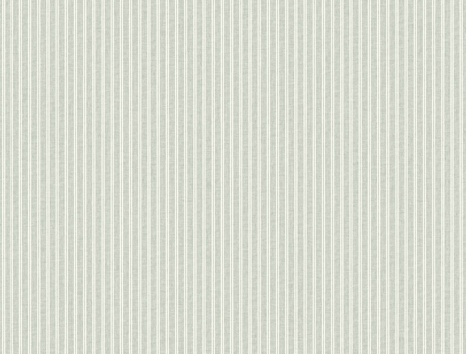 Ronald Redding Ticking Stripe Faux Linen Sage Wallpaper