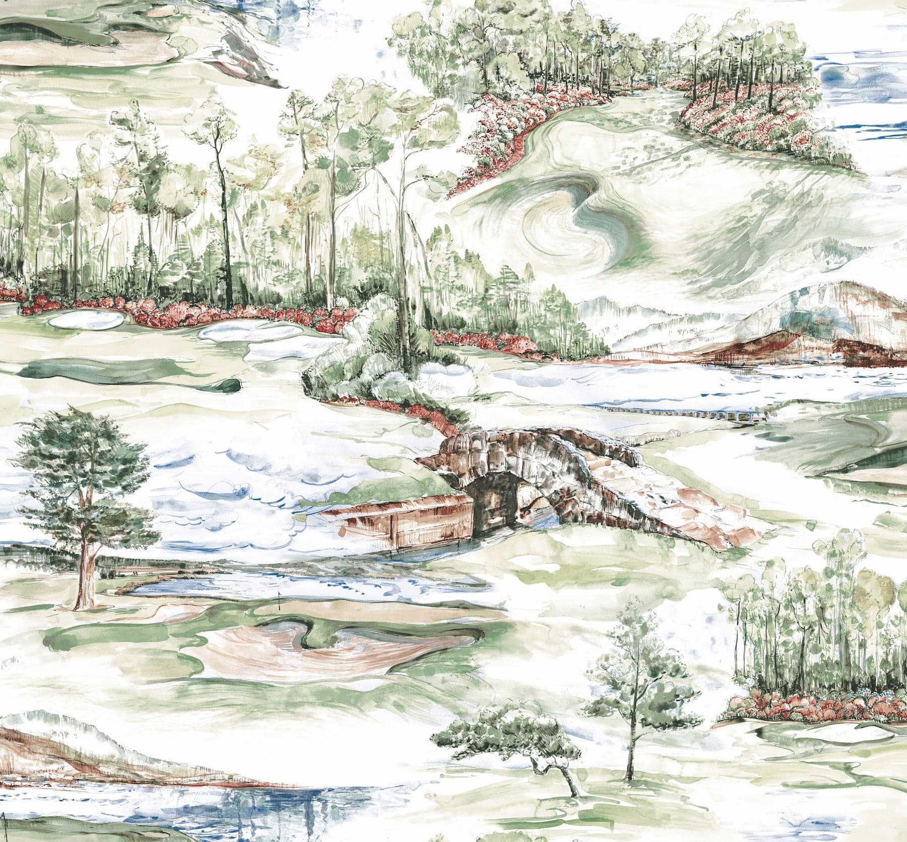 Ronald Redding Hole In One Scenic Multicolor Wallpaper