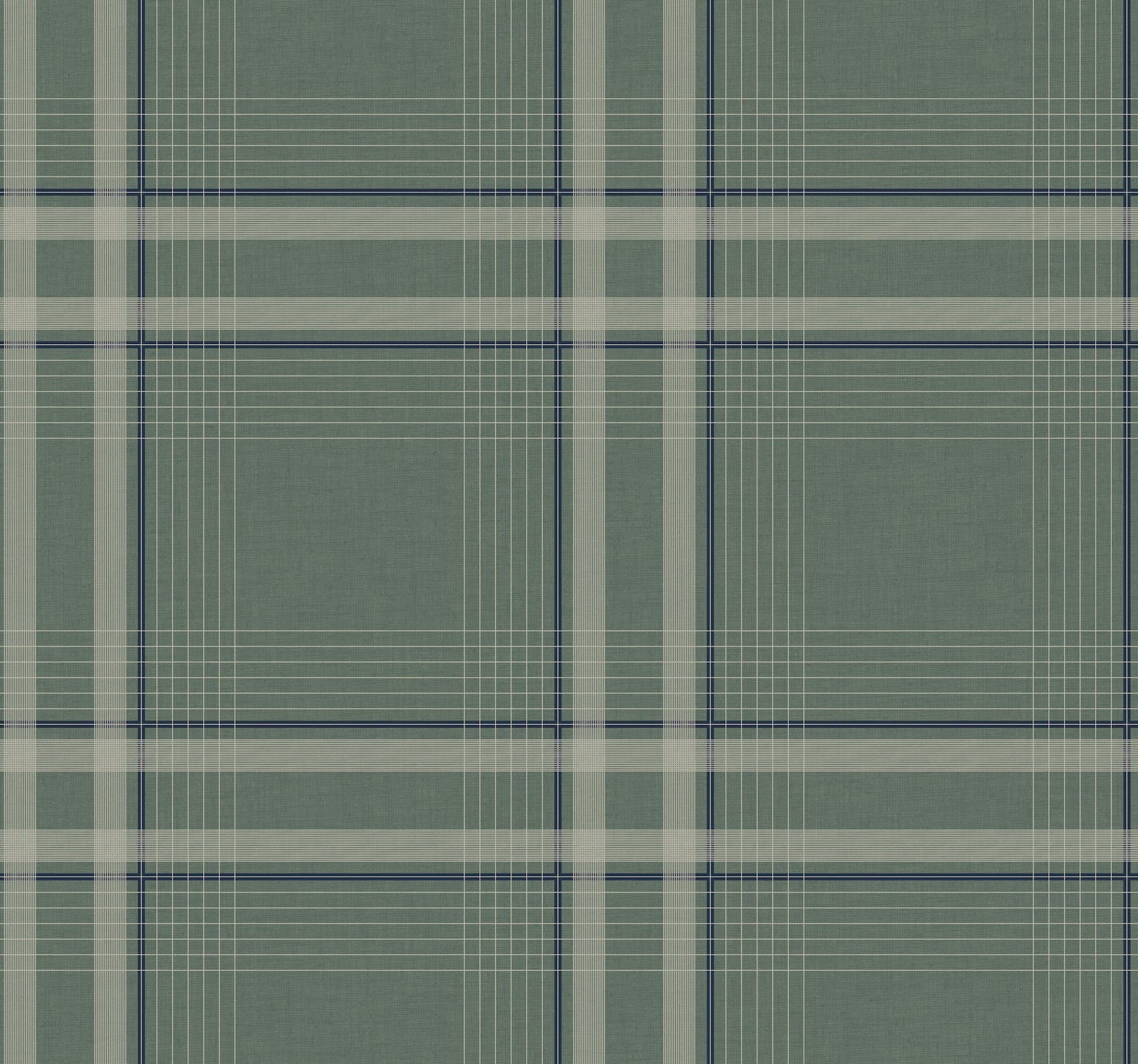 Ronald Redding Country Club Plaid Faux Linen Green Wallpaper