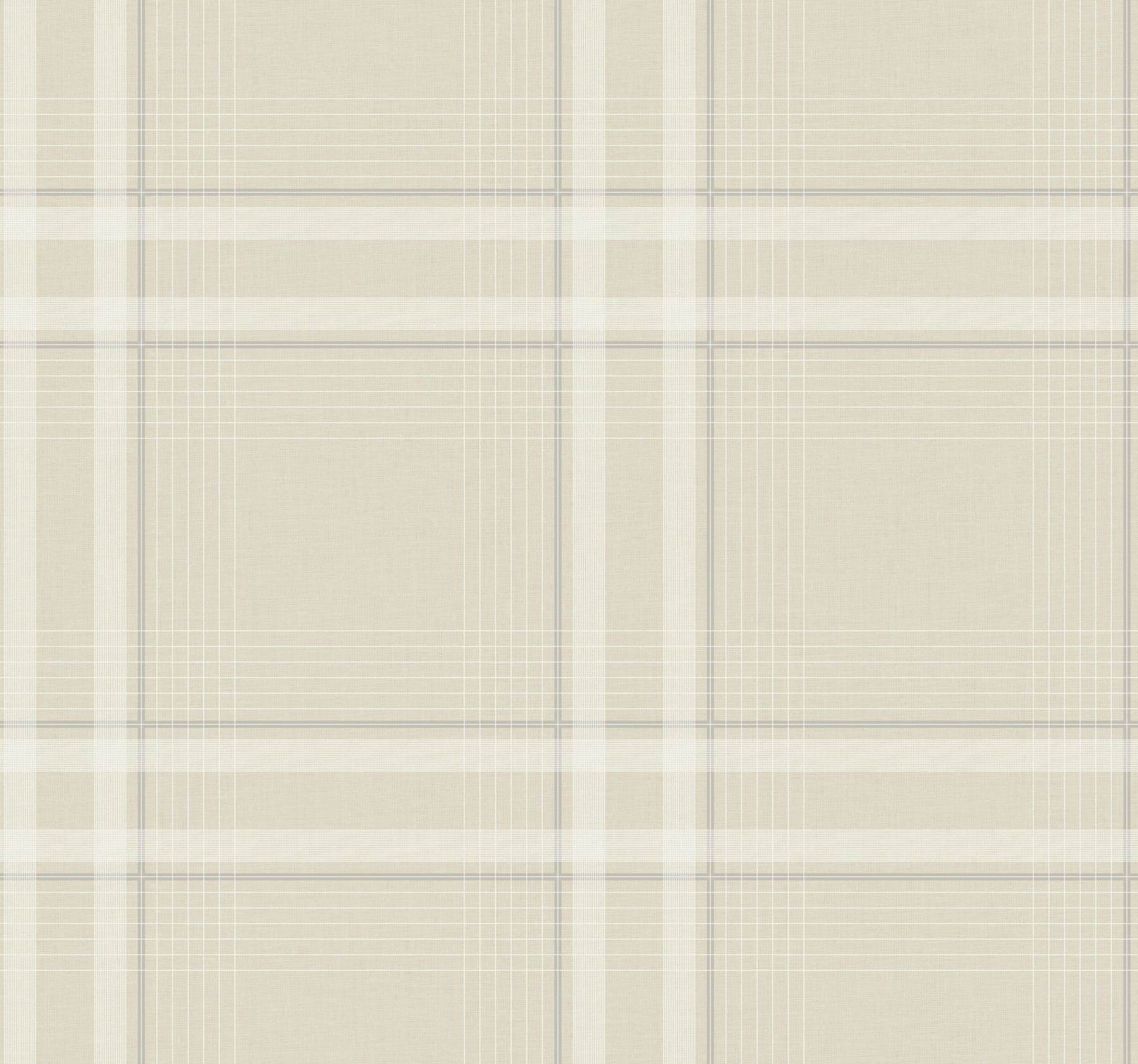 Ronald Redding Country Club Plaid Faux Linen Beige Wallpaper