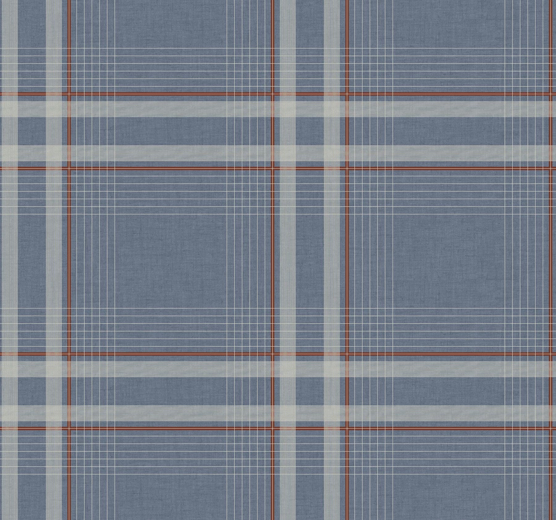 Ronald Redding Country Club Plaid Faux Linen Denim Wallpaper