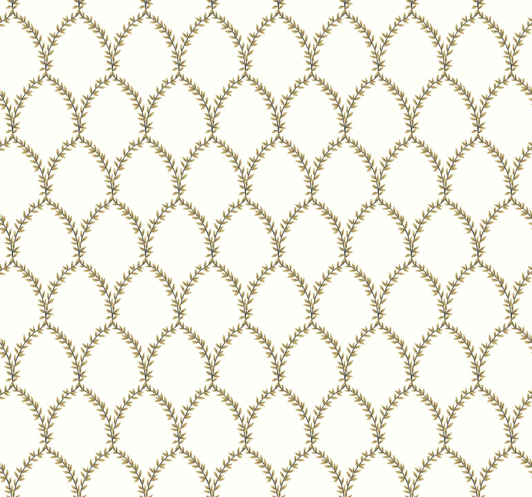 Rifle Paper Co. Laurel Gold & White Wallpaper
