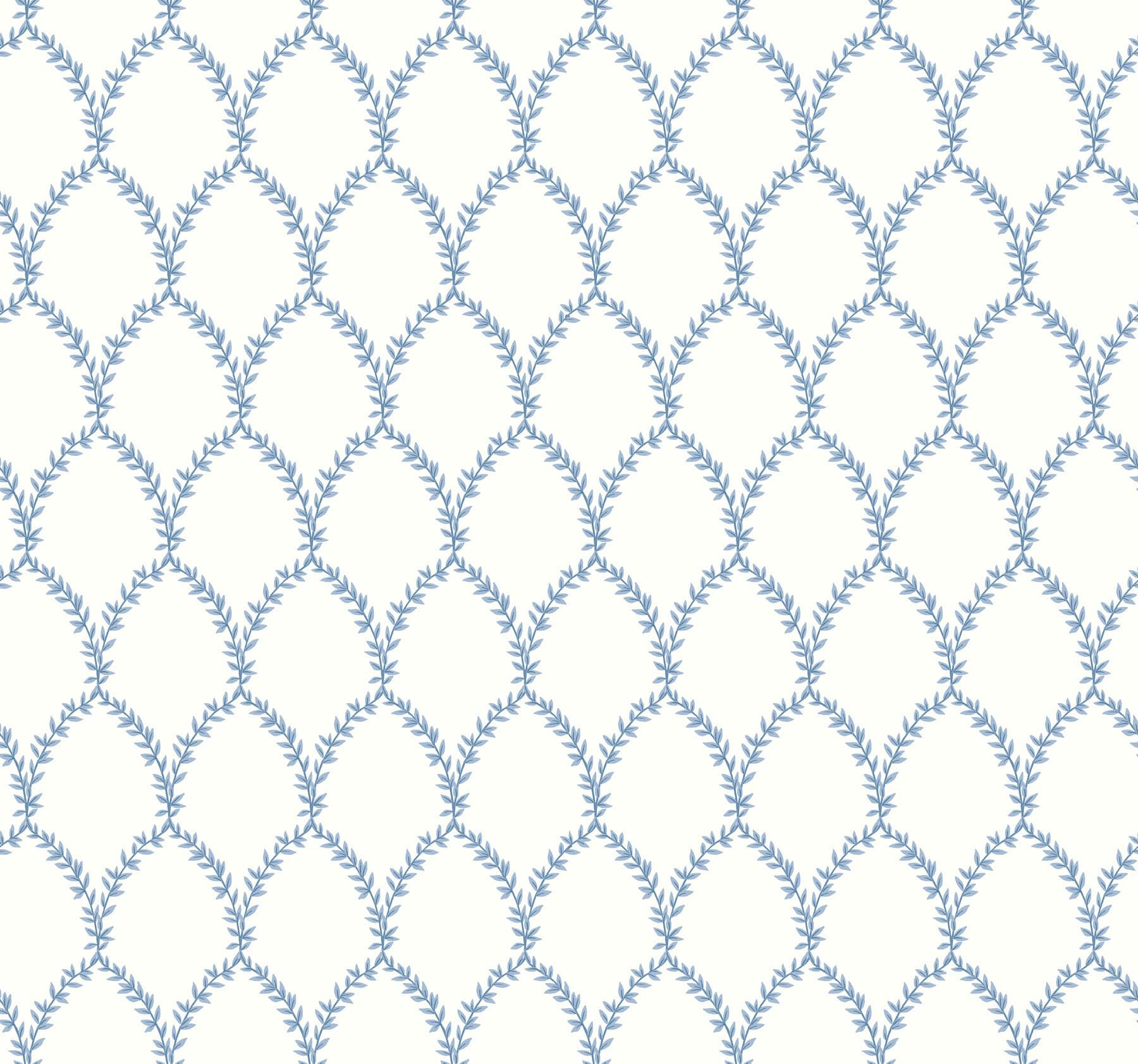 Rifle Paper Co. Laurel Blue & White Wallpaper