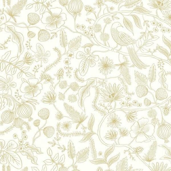 Aviary Premium Premium Peel + Stick Wallpaper- Metallic Gold and Yellow