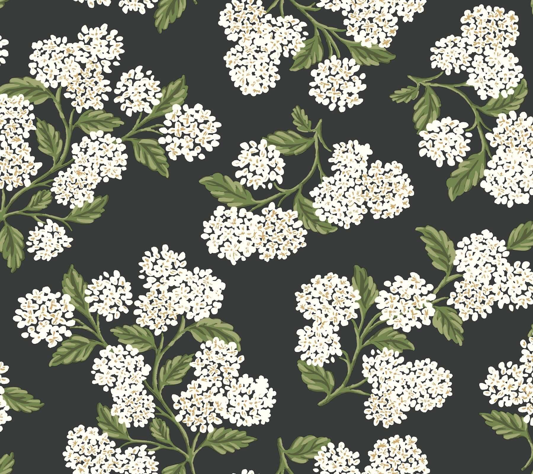 Hydrangea Wallpaper- Black & White