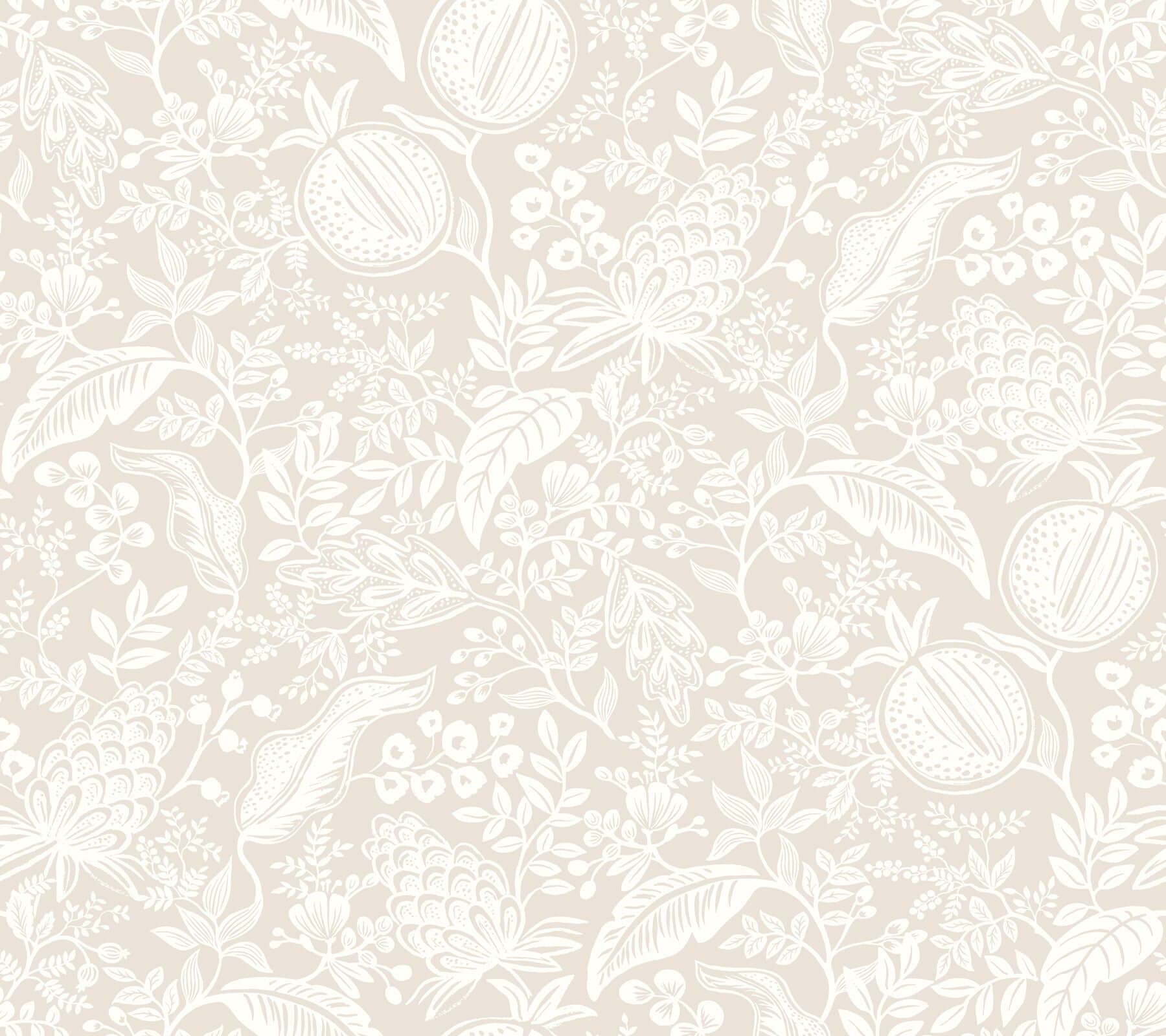 Pomegranate Wallpaper- Beige & White