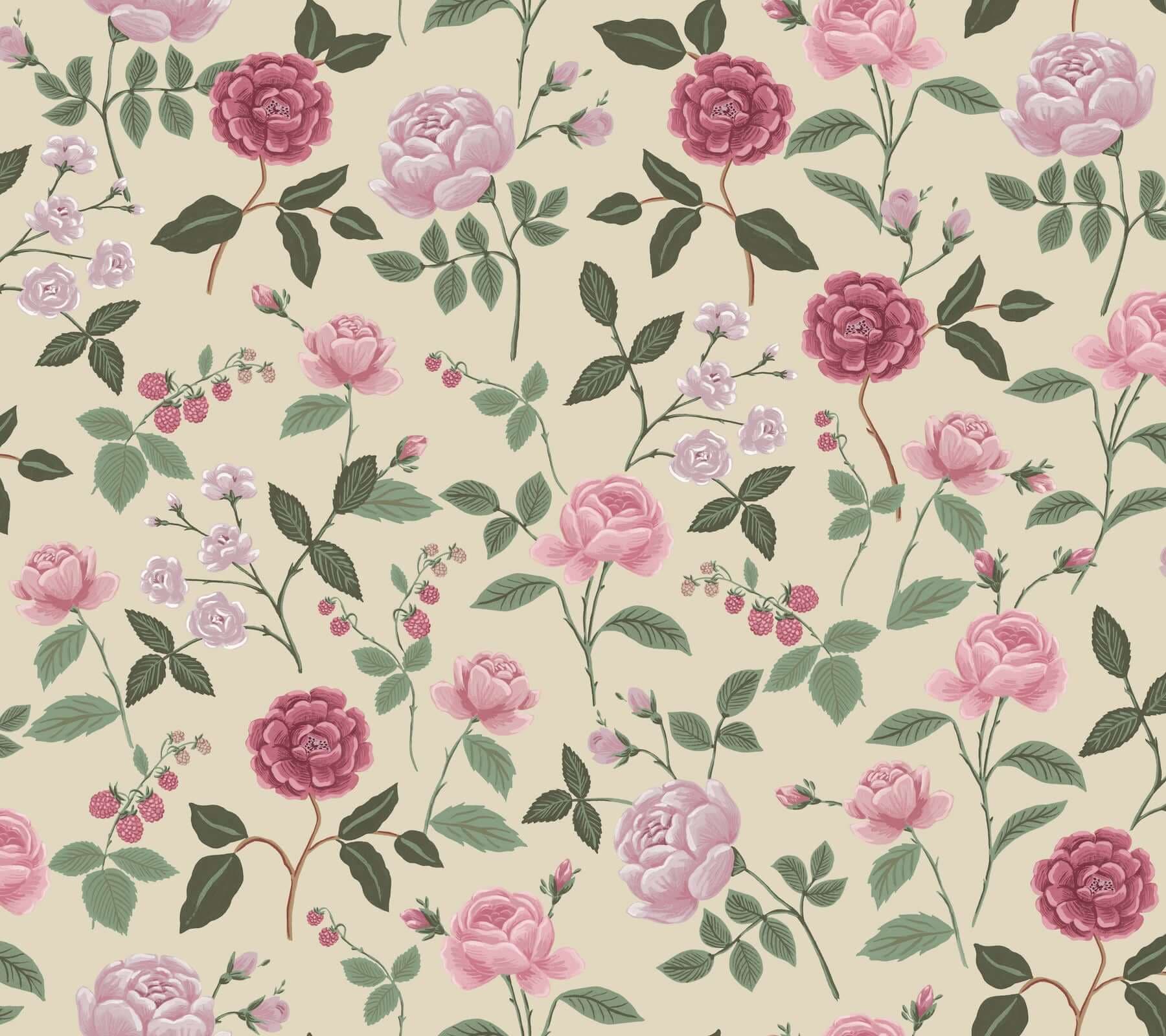 Roses Wallpaper- Linen