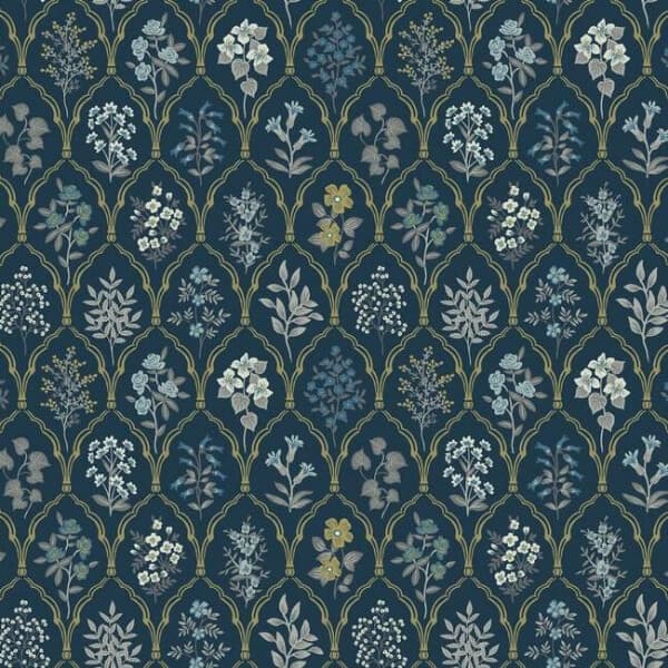 Hawthorne Wallpaper- Navy & Gold