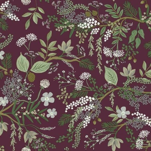 Juniper Forest Wallpaper- Burgundy