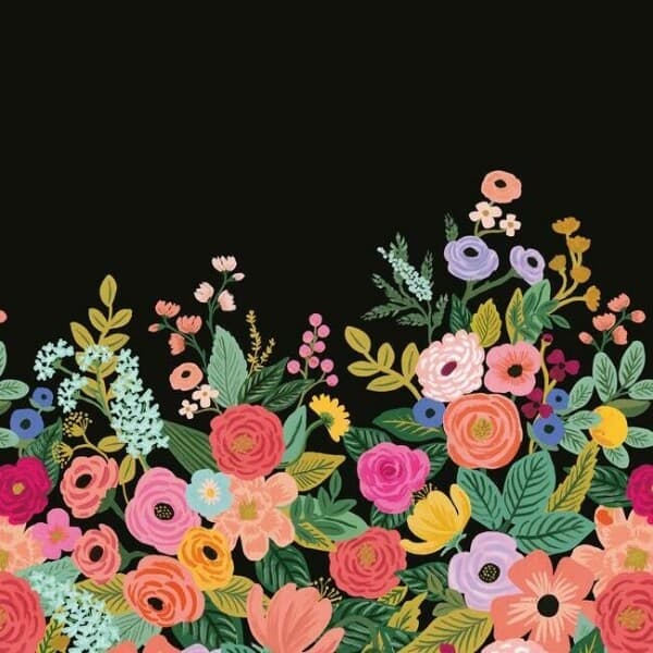 Garden Party Wall Mural- Black Multi
