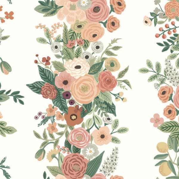 Garden Party Trellis Wallpaper- Burgundy Multi