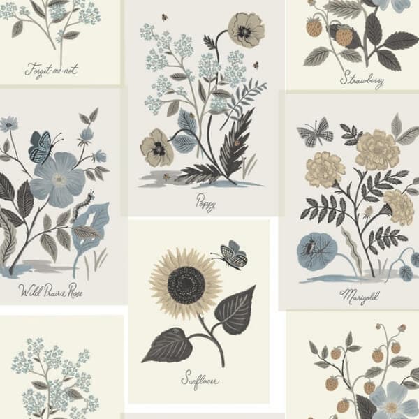 Botanical Prints Wallpaper- Linen