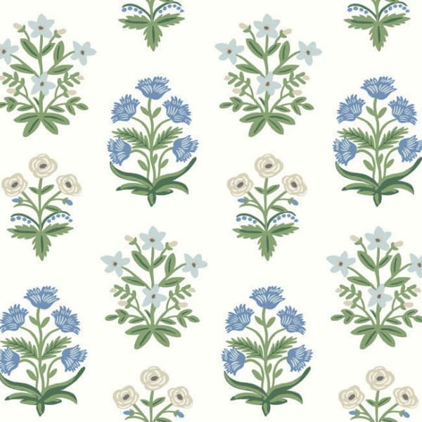 Mughal Rose Wallpaper- Indigo