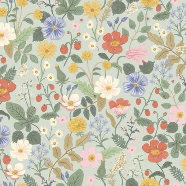 Strawberry Fields Wallpaper- Mint