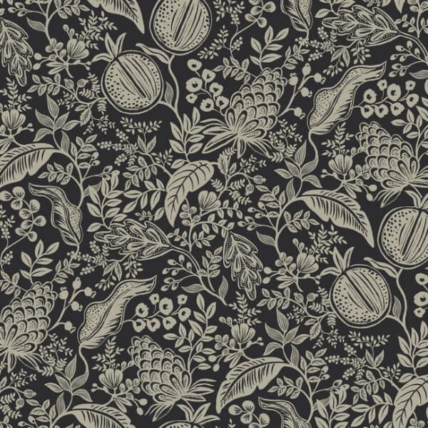 Pomegranate Wallpaper- Black & Linen
