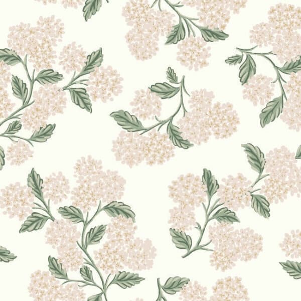 Hydrangea Wallpaper- White & Blush