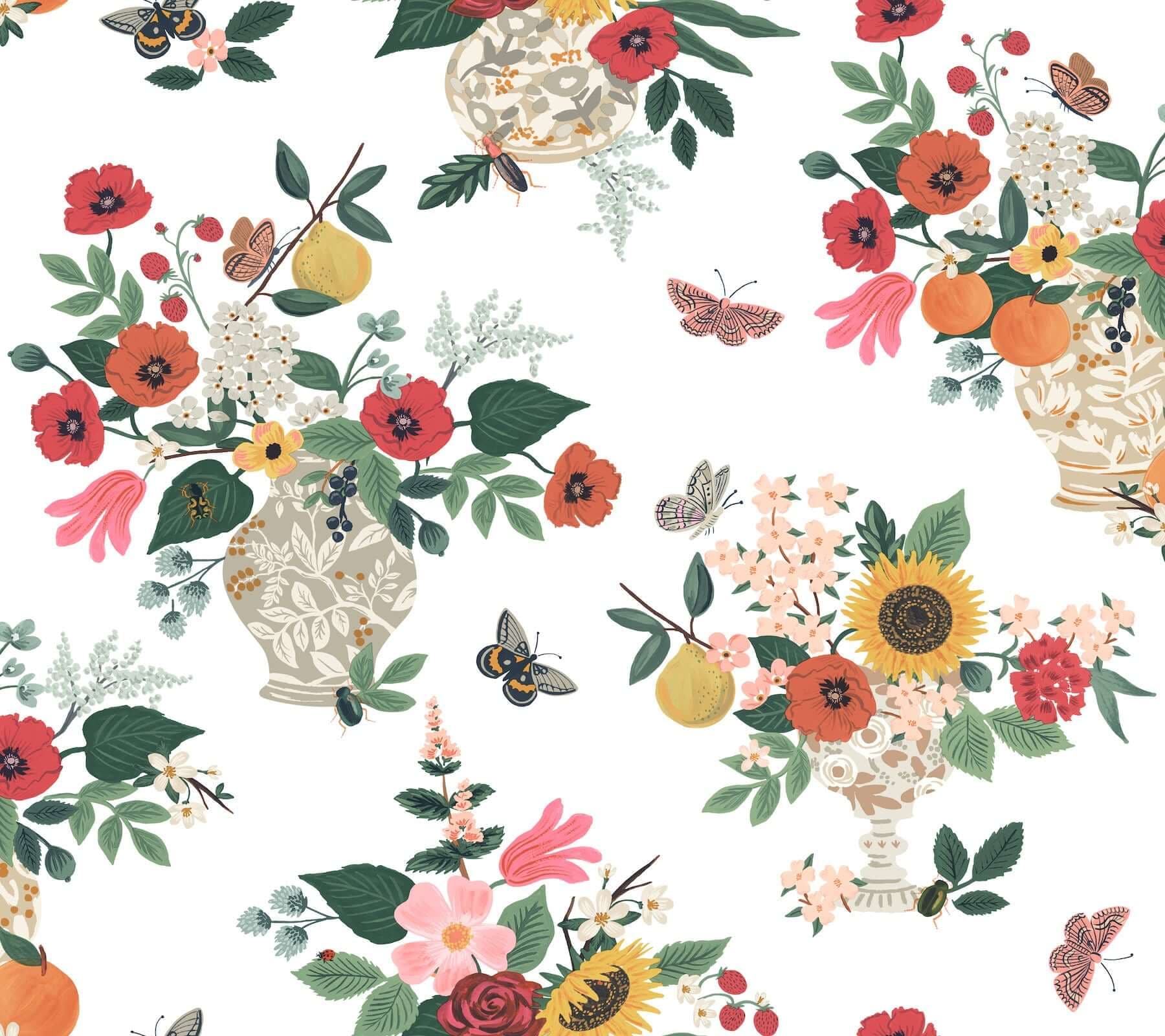 Flower Studies Wallpaper- Rose Multi