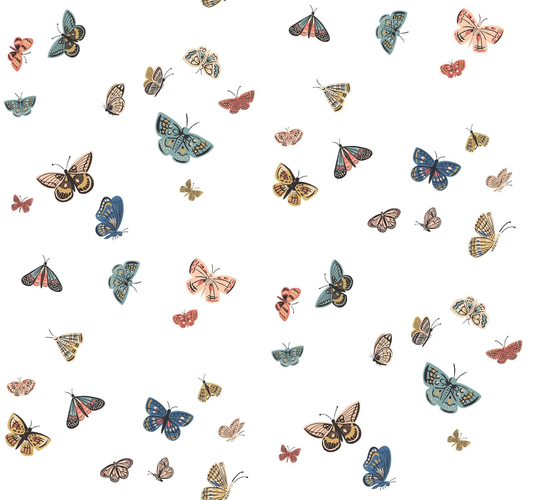 Butterfly House Wallpaper- White