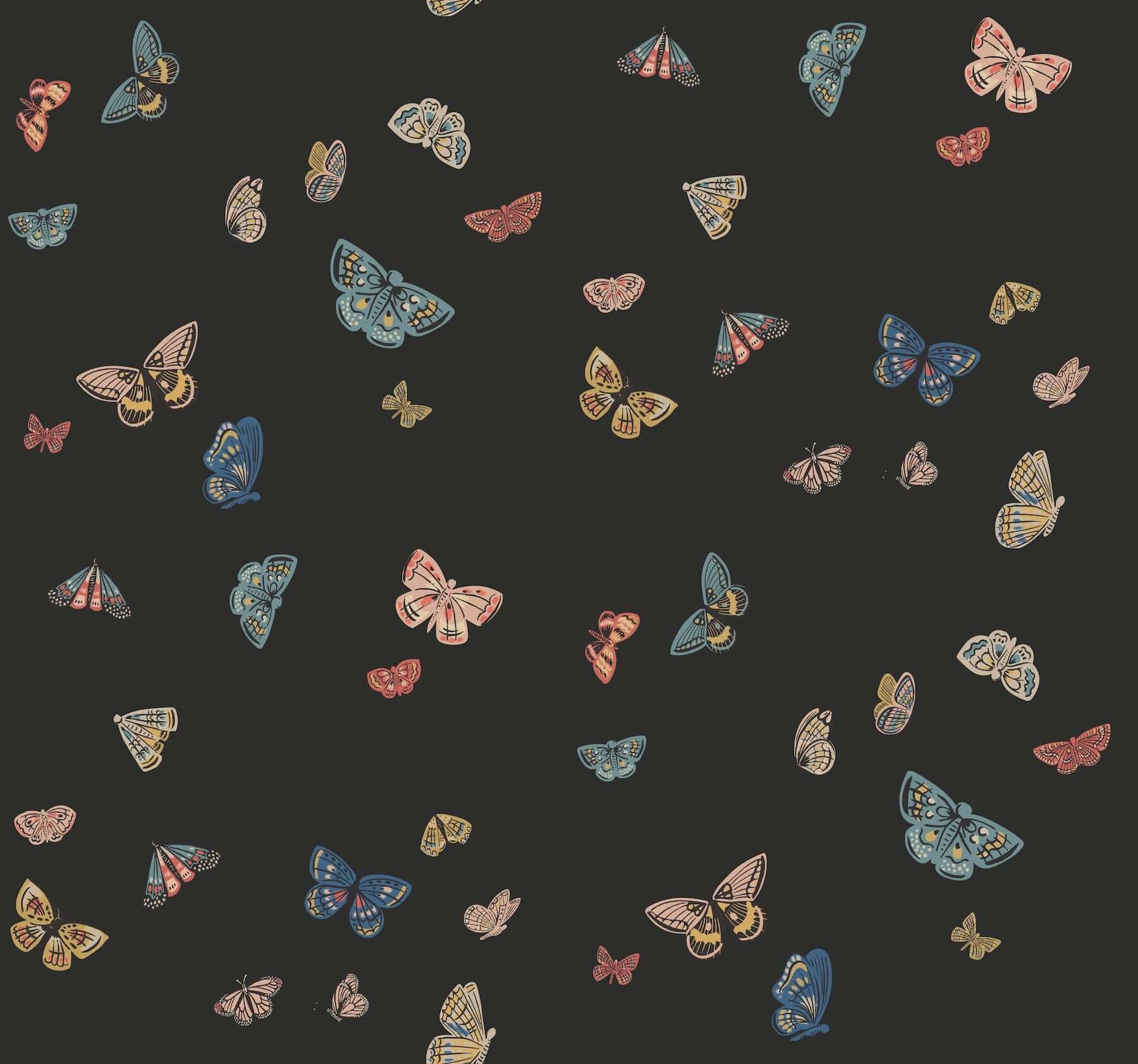 Butterfly House Wallpaper- Black
