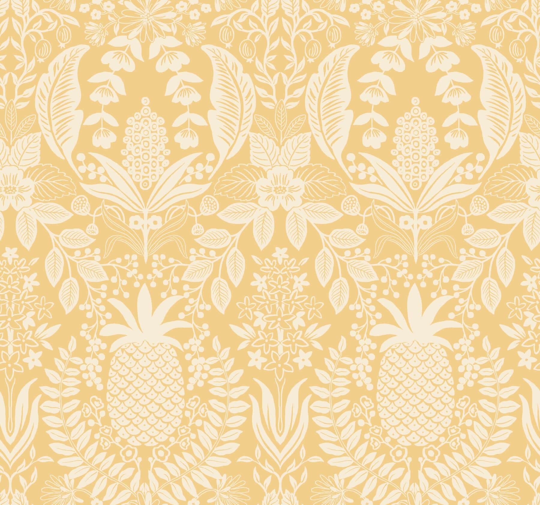 Pineapple Damask Wallpaper- Yellow