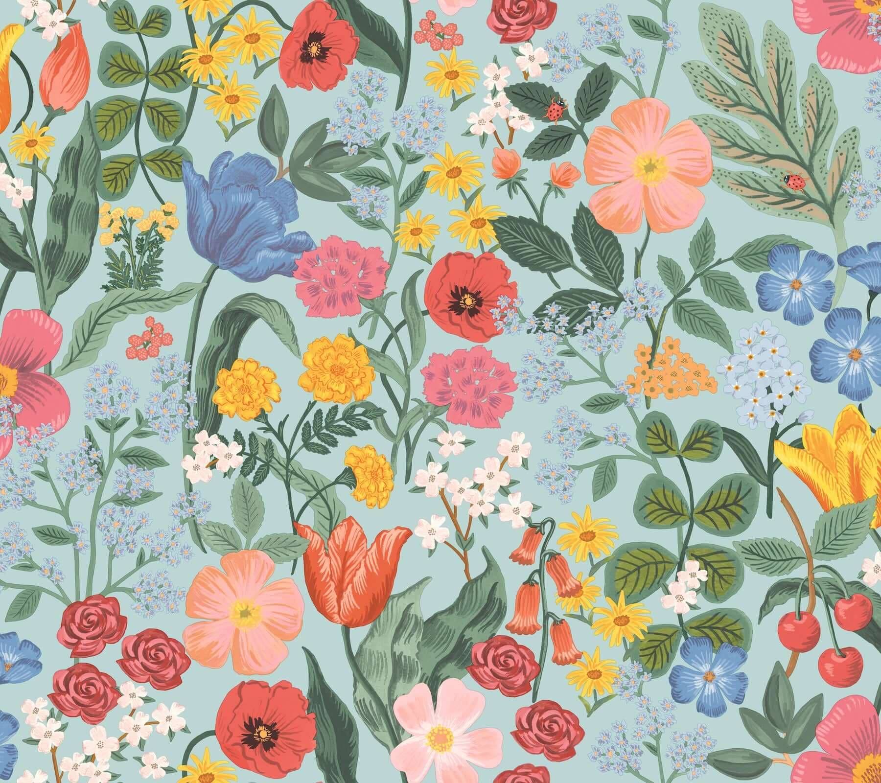 Blossom Wallpaper- Light Blue