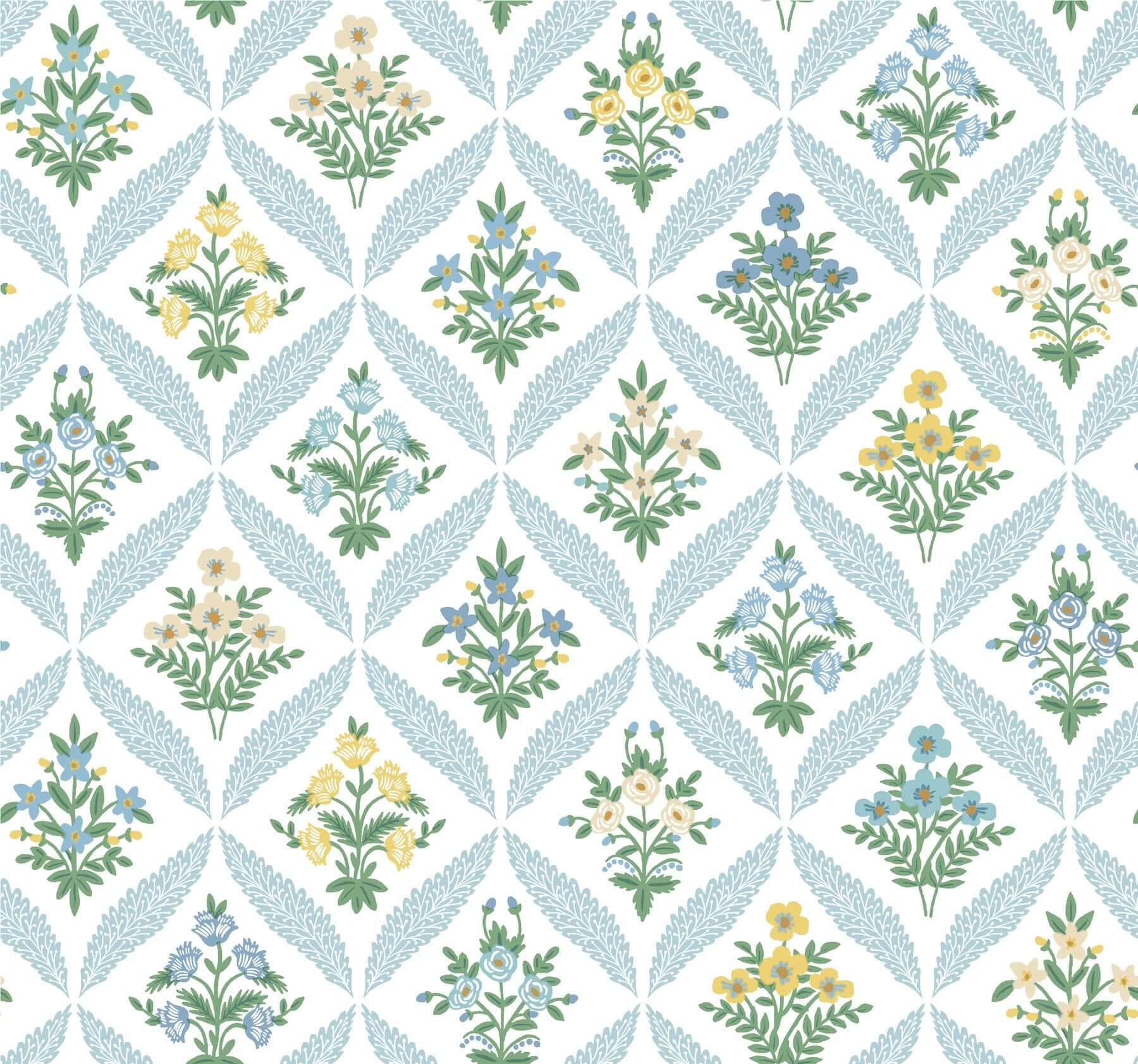 Estee Garden Wallpaper- Blue Multi
