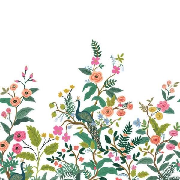 Peacock Mural- White