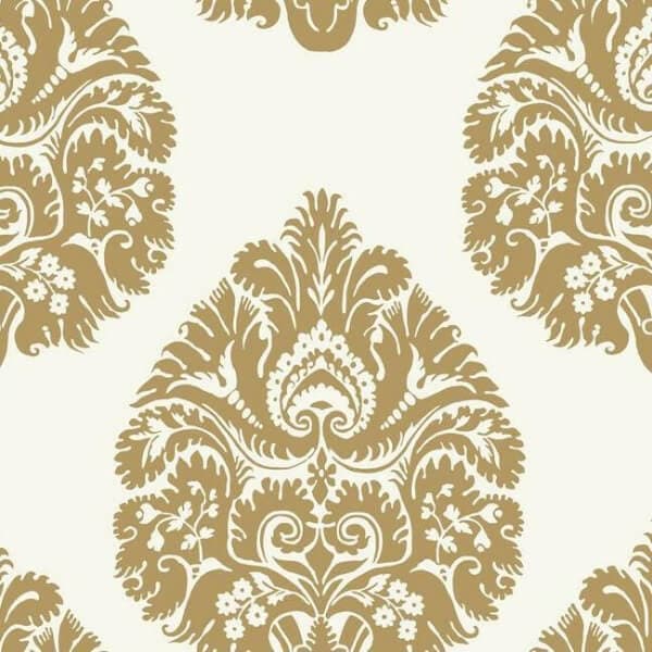 Teardrop Damask Wallpaper- Gold