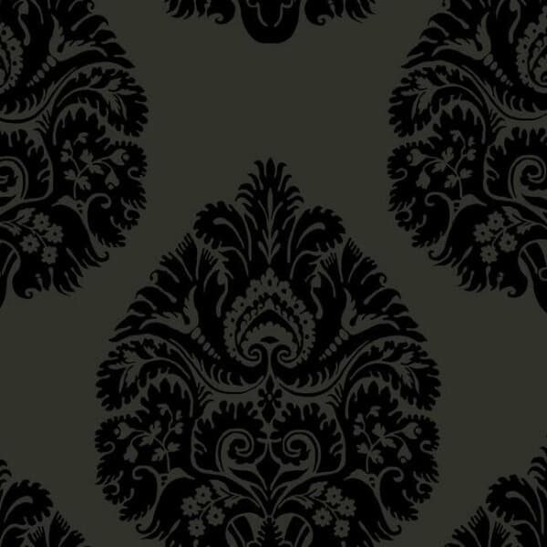 Teardrop Damask Wallpaper- Black