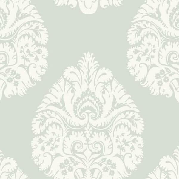 Teardrop Damask Wallpaper- Light Grey