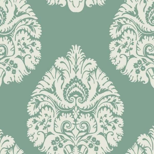 Teardrop Damask Wallpaper- Teal